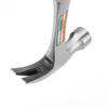 A claw hammer with a fiberglass handle, featuring a non-slip and shock-absorbing grip